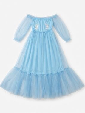Adult Disney Frozen Princess Elsa Costume Dress – Ice Blue Floor-Length Gown NEW